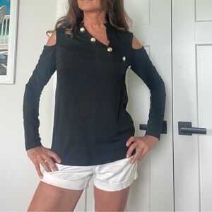 Black sweater small with peek a boo shoulders